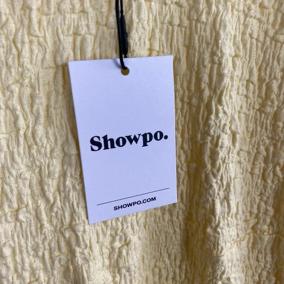 Showpo US 14 Novida Midi Dress Butter Yellow Textured Bodycon Cocktail Stretch - Picture 4 of 10